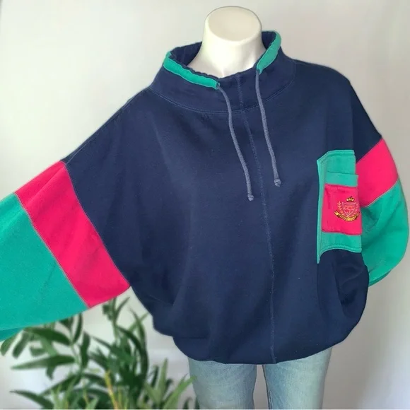 v i n t a g e :: Vibrant Slouchy Funnel Neck Sweatshirt